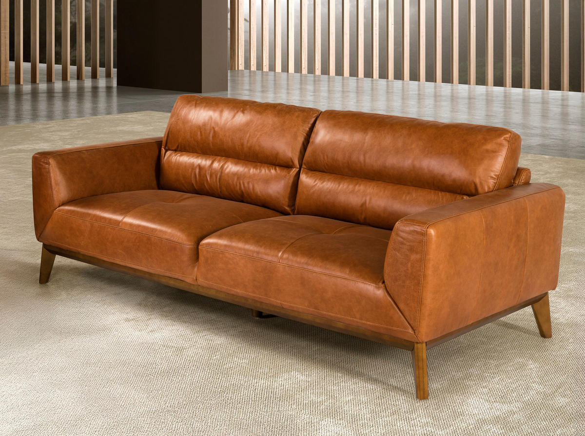 SOFA 3-SITZER Walnuss Braun 216/96/86 cm - Walnussfarben/Braun, Leder (216/86/96cm) - ANGEL CERDA