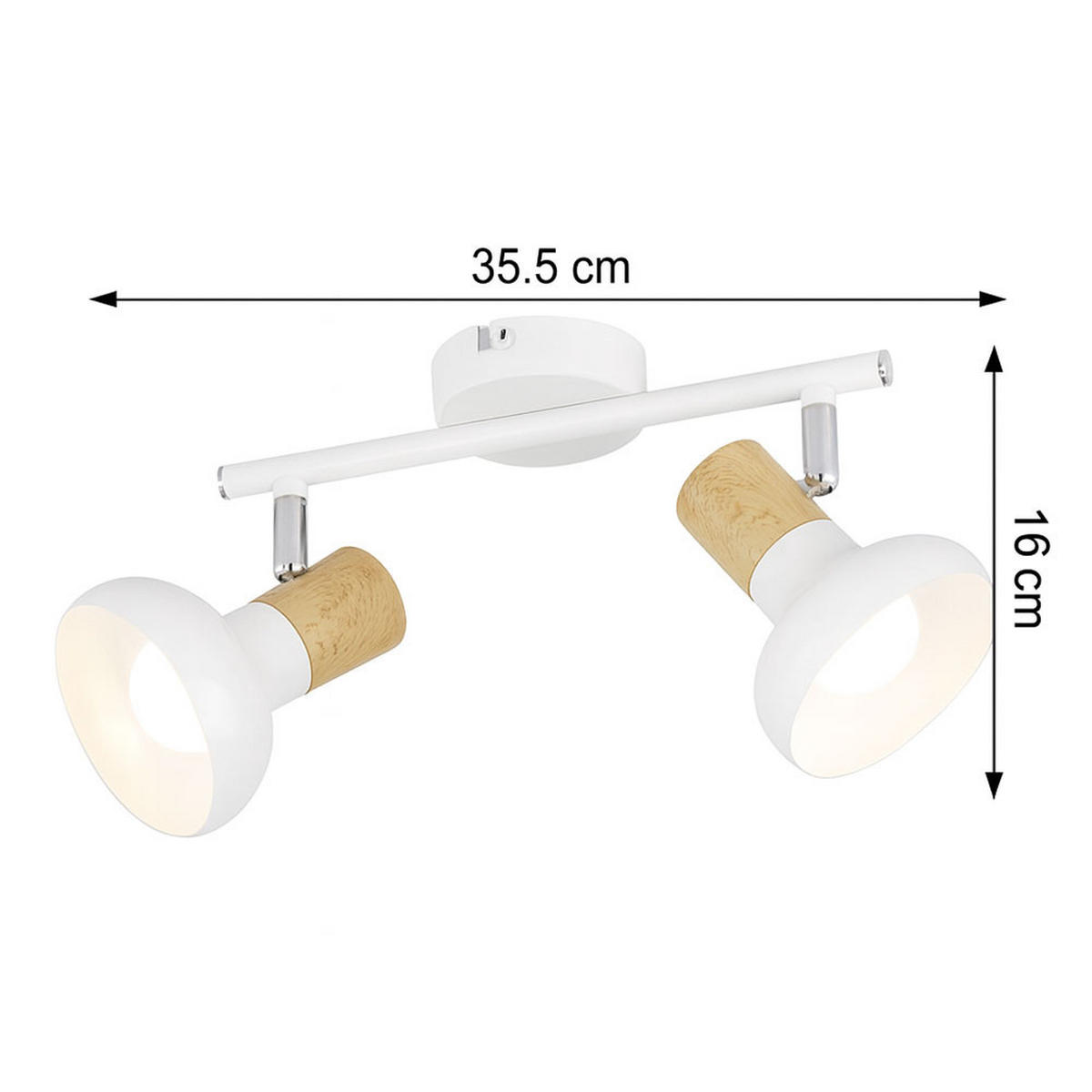 LED DECKENLEUCHTE Holzoptik Weiß 2-Flammig - Weiß, Metall (35.5/13/16cm) - Wofi