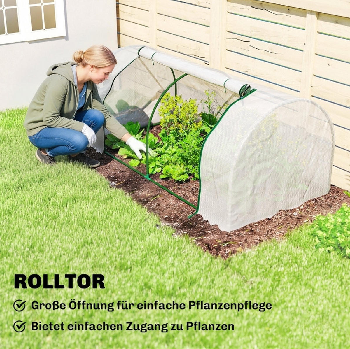 GEWÄCHSHAUS aus Polyethylen 200x100x80 cm Weiß mit Reißverschluss-Tür - Weiß, Kunststoff (100/80/200cm) - Modfu
