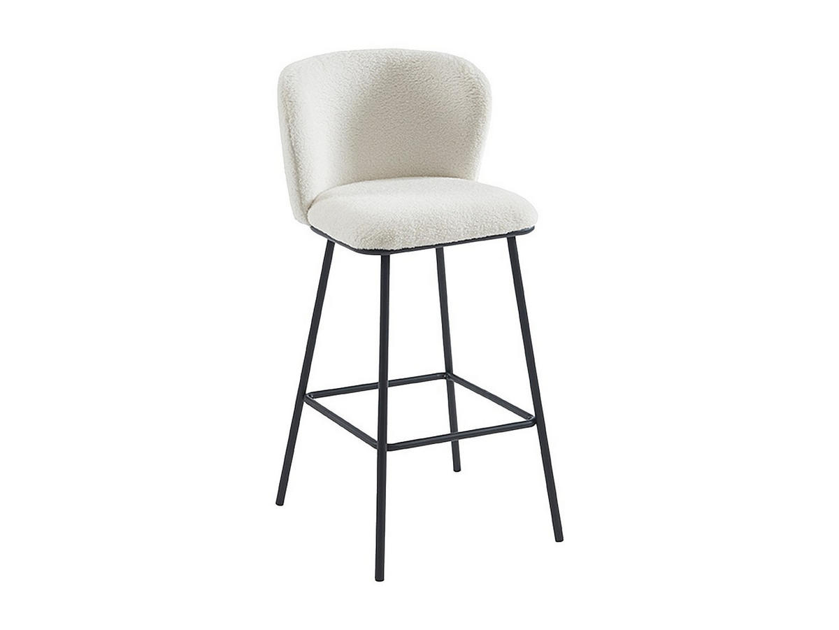 BARHOCKER 2er-Set - Bouclé-Stoff & Metall - Weiß - SENORASE - Weiß, Textil (50/97/54cm) - Vente-Unique