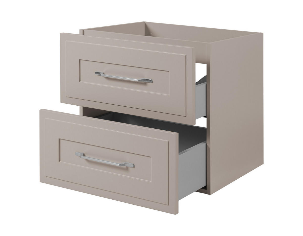 WASCHBECKENUNTERSCHRANK im klassischen Stil, Kaschmir, 60 x 57 x 46 cm - Beige/Silberfarben, Holzwerkstoff (60/57/46cm) - 3XE LIVING