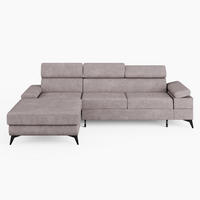 ECKSOFA VENTO Links Beige Velours Premium L-Form Couch mit Schlaffunktion & Bettkasten - Beige/Schwarz, Holz (190/261cm) - Barchello