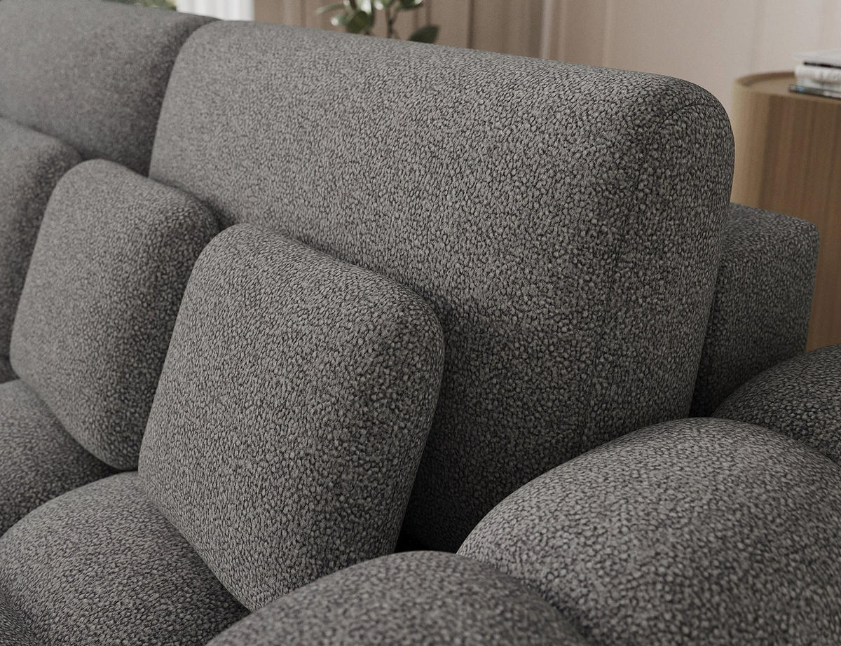 SCHLAFSOFA COTONN 256 cm – Modernes 3-Sitzer Sofa mit Schlaffunktion, Bettkasten und Dekokissen - Grau, Kunststoff (256/119/105cm) - Wohnideebilder