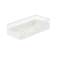 KINDERBETT 90/200 cm in Weiß aus Kiefer mit Rausfallschutz - Weiß, Holzwerkstoff/Metall (90/200cm) - WISHDOR