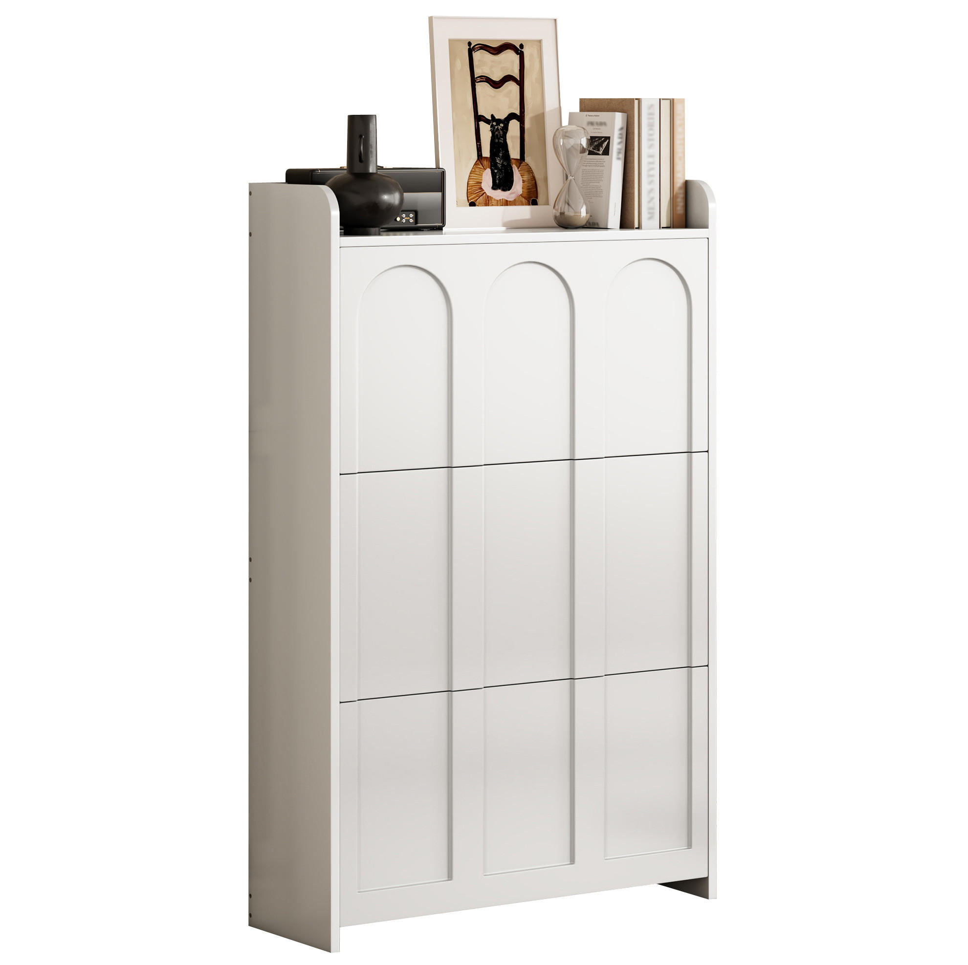 SCHUHSCHRANK aus MDF 70x25x120cm in Weiß mit 6 Fächern - Weiß, Holzwerkstoff (70/102/25cm) - Modfu