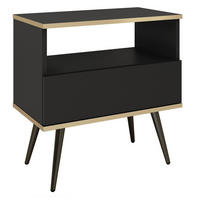 NACHTTISCH 54 cm Rodi mit Schublade auf Beinen, Schwarz - Schwarz, Holz (54/59/39cm) - Emporius