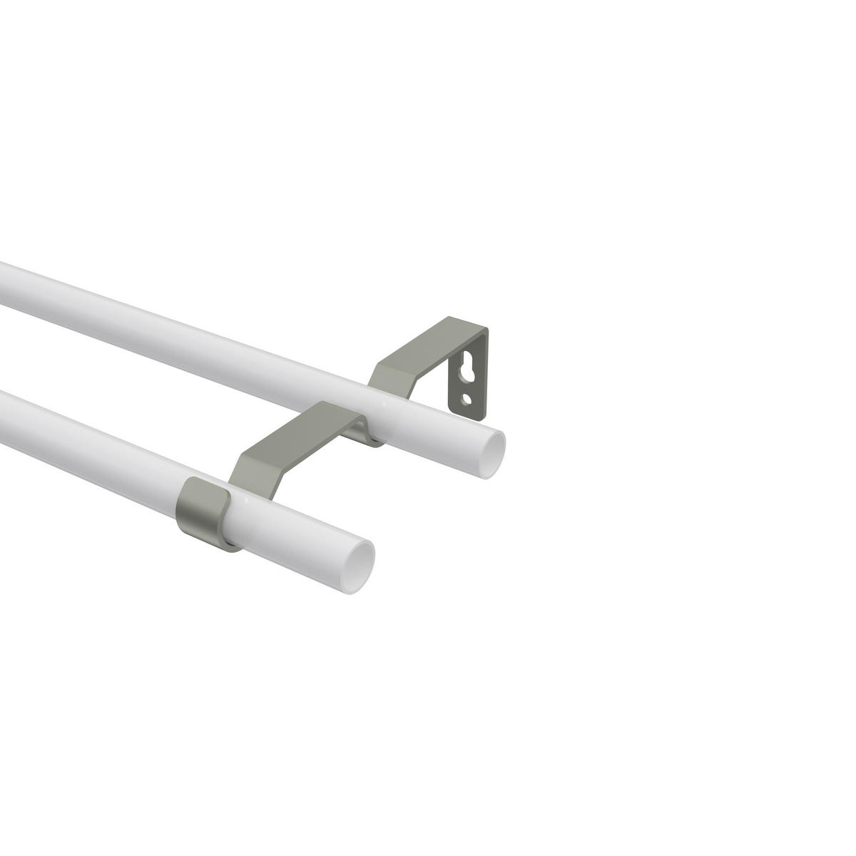 TRÄGER FÜR GARDINENSTANGEN 16 mm Ø, Olymp 2-läufig, Chrom matt - Nickelfarben, Metall (14.4/4.4/1.6cm) - INTERDECO