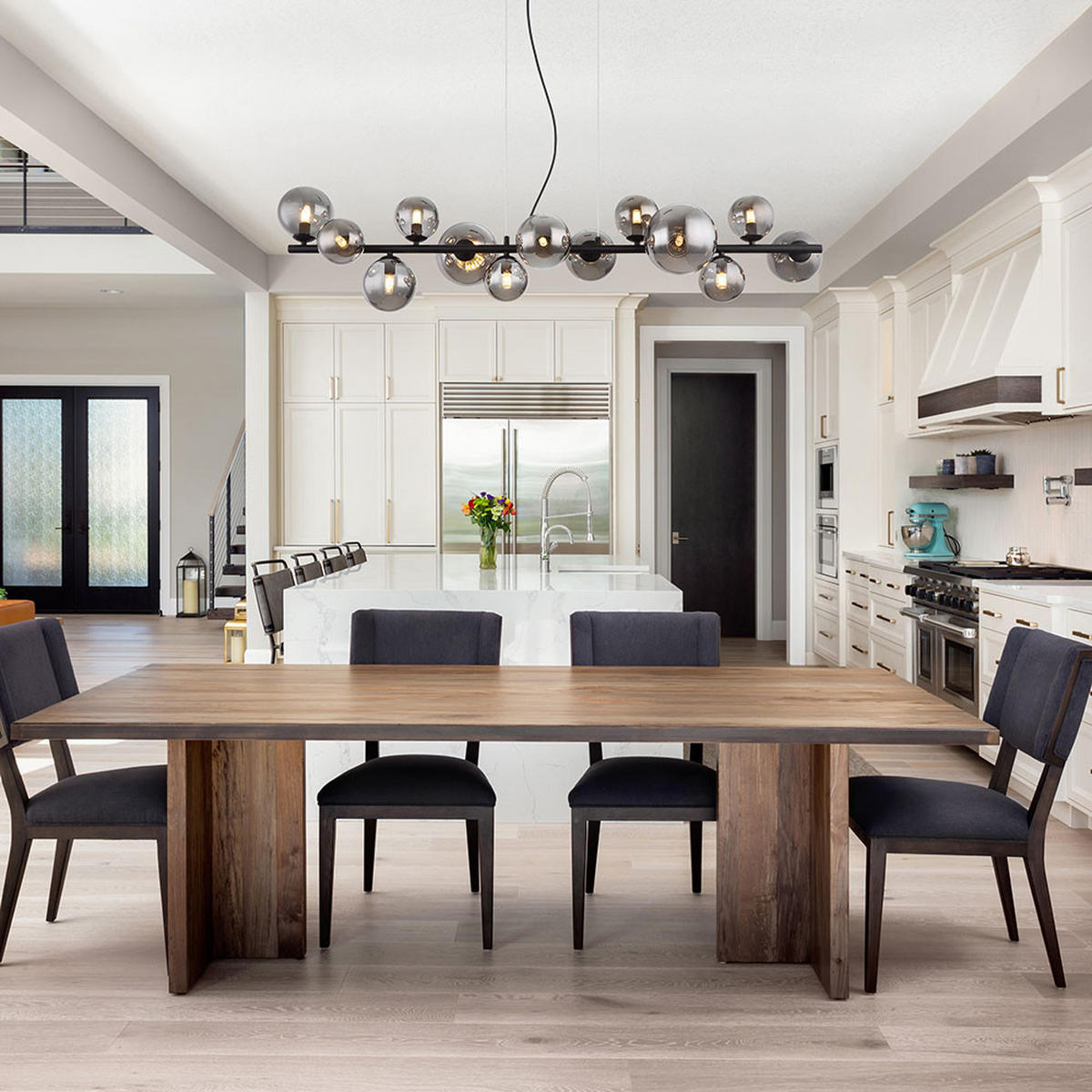 LED HÄNGELEUCHTE Metall Glas Grau 13-flammig - Grau, Glas (120/34.5/120cm) - Globo Lighting