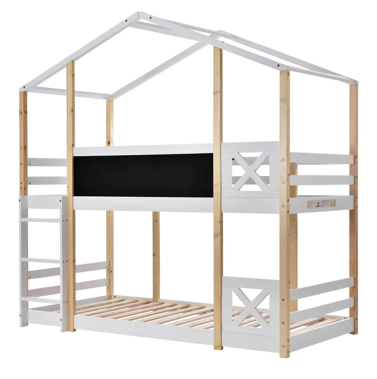 ETAGENBETT 90/200 cm in Weiß mit Hausdesign und Leiter - Weiß, Holz (90/200cm) - OKMYHOME