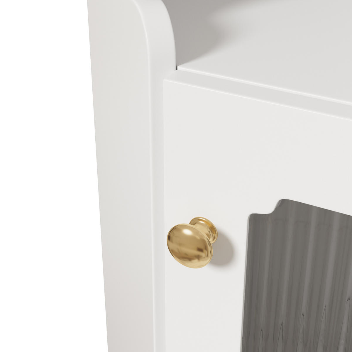 ECKSCHRANK in Weiß lackiert mit App-gesteuerter LED & Glasvitrine - Weiß, Holzwerkstoff (63/124/45cm) - Urban Meuble