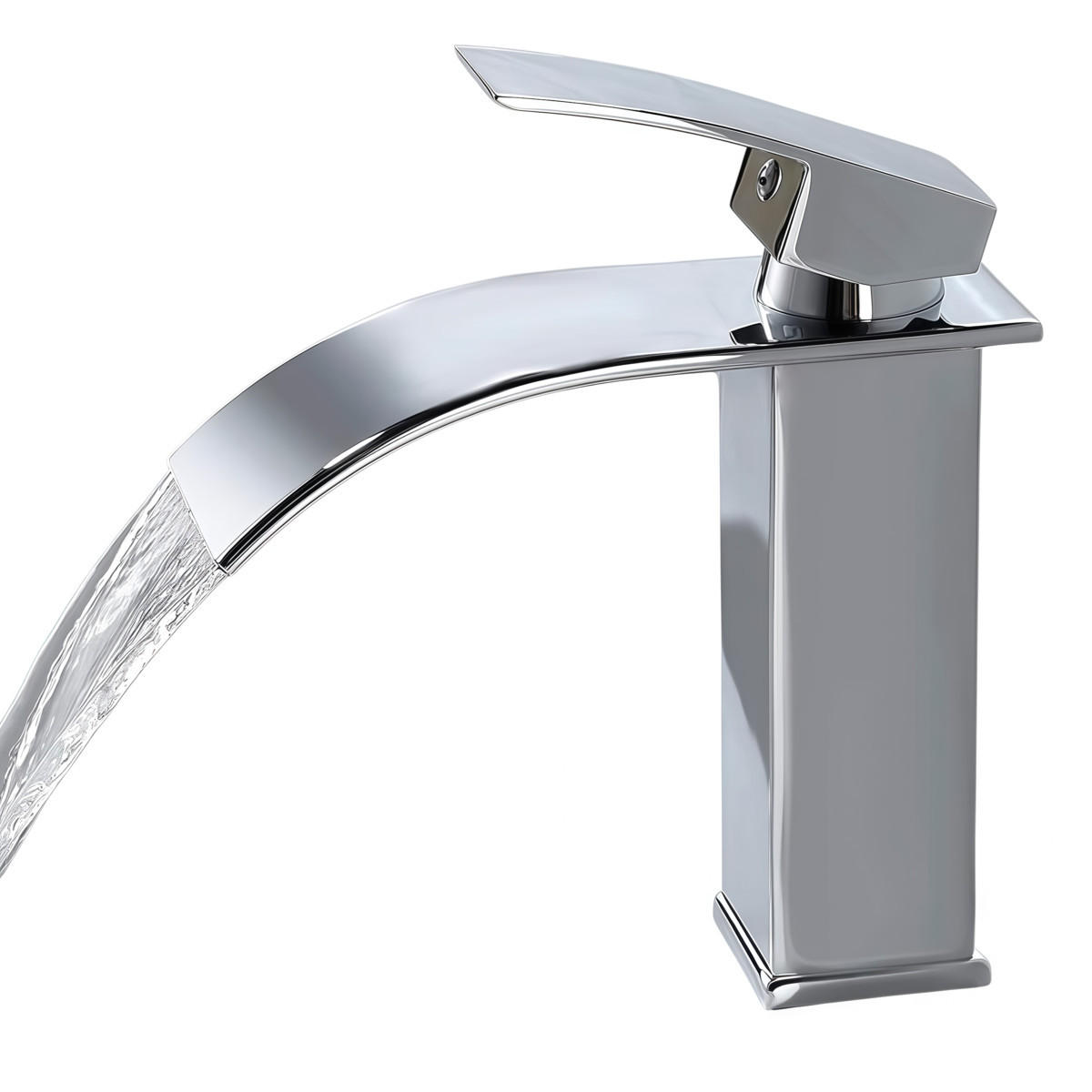 WASCHTISCHARMATUR KASKADE CHROM MODERN OHNE ABLAUFZUG - Silberfarben, Metall (18/11/17cm) - Authentics