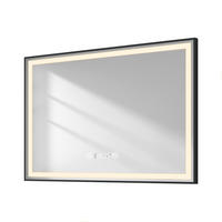 BADSPIEGEL mit Beleuchtung Schwarzer Rahmen 100/70 cm - Weiß, Glas (70/4/100cm) - EMKE