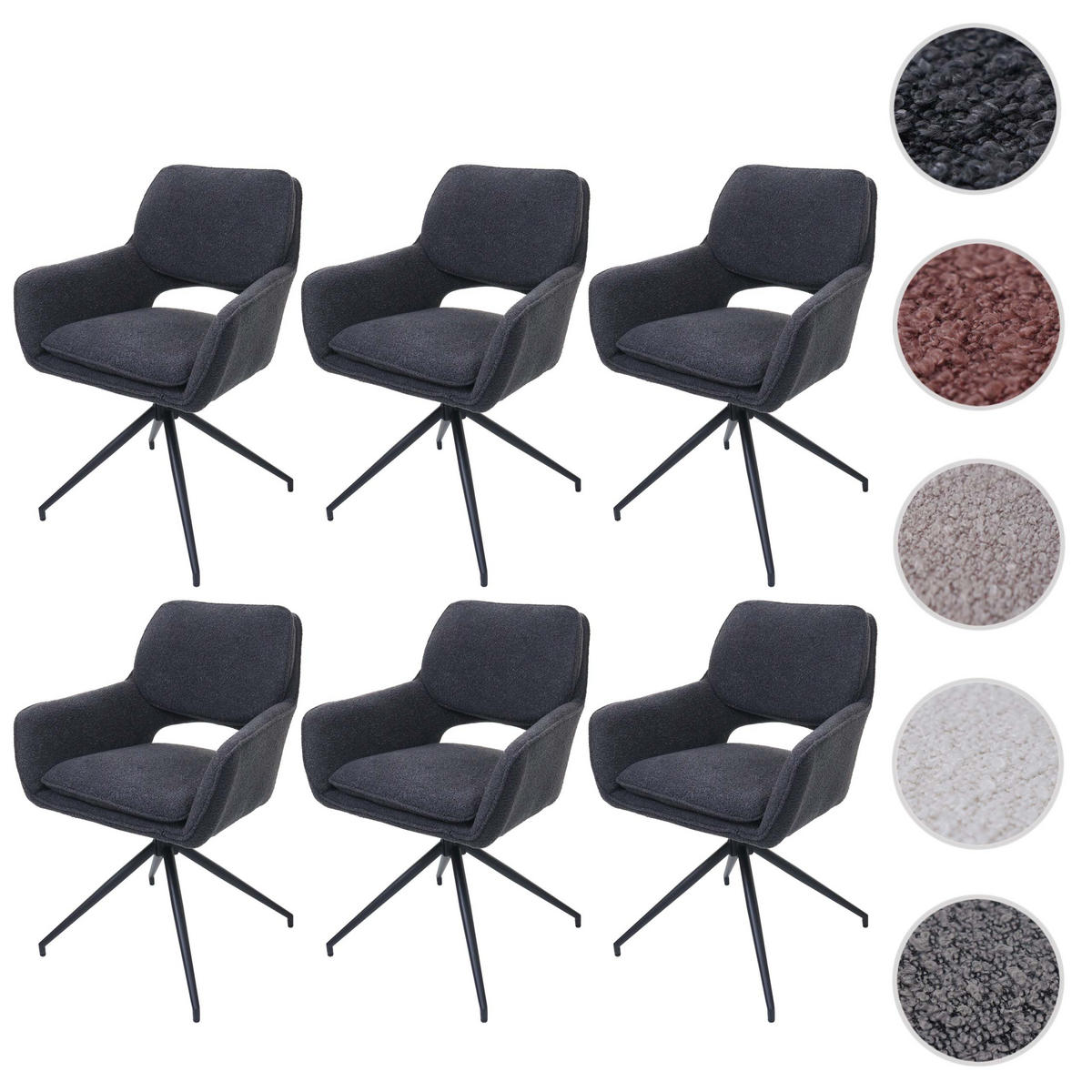 ESSZIMMERSTUHL Dunkelgrau 6er-Set - Dunkelgrau, Textil (57/86/61cm) - MCW