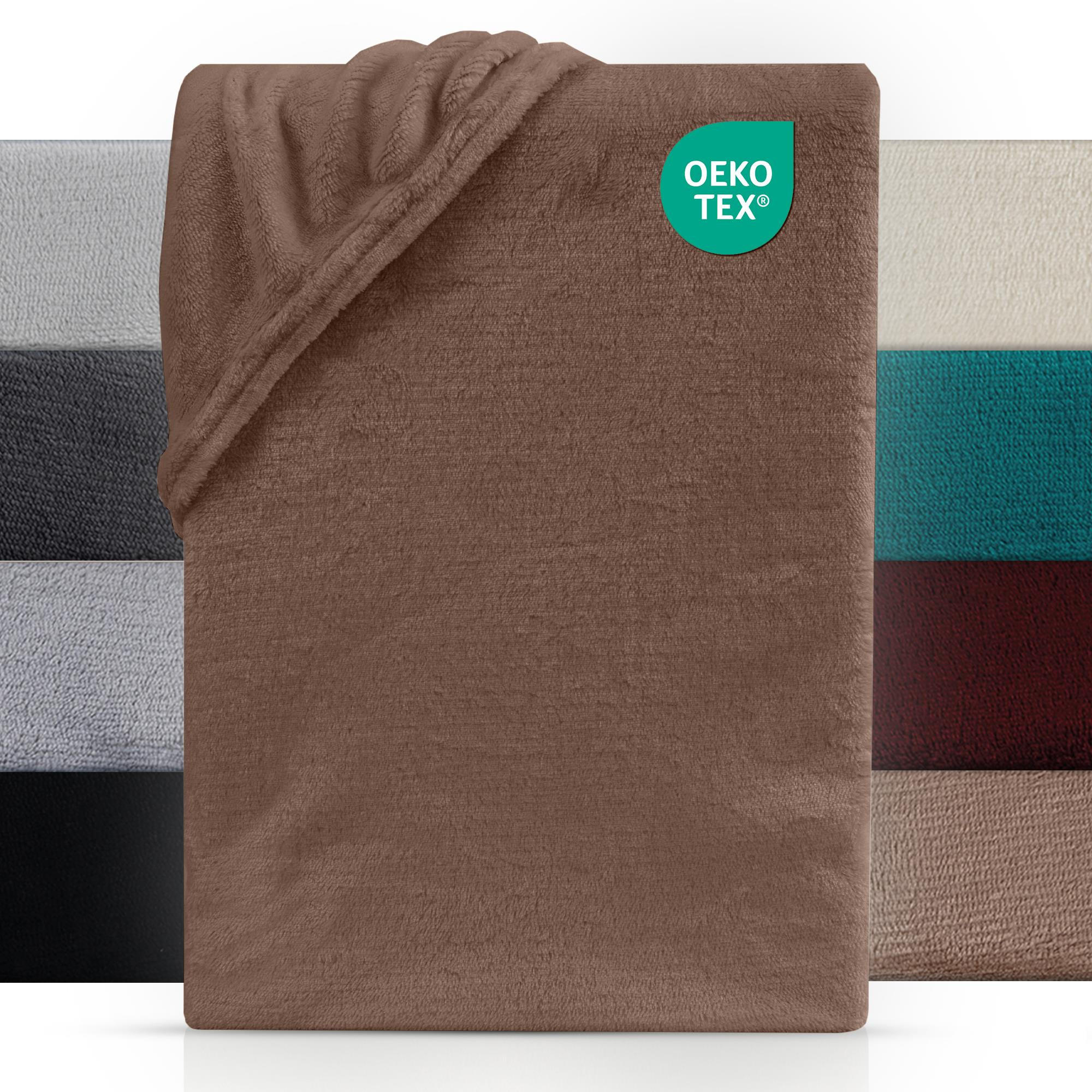 BOXSPRING-SPANNBETTLAKEN Cashmere Touch 180-200x200-220 cm, Warmes Winter Bettlaken Nougat - Braun, Textil (200/220cm) - Carpe Sonno