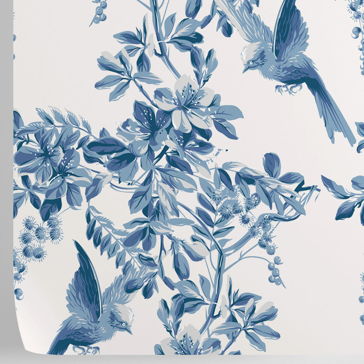 TAPETE Bukolisch aus echtem Papier, 200x280cm, 8 Bögen - Blau, Papier (200/280cm) - WALLPAPERS4BEGINNERS
