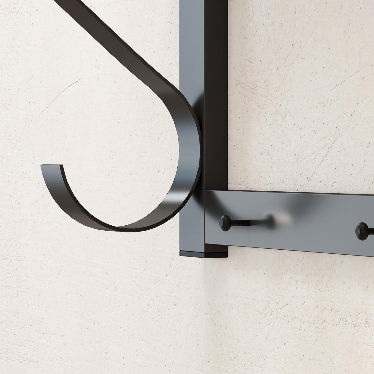 WANDMONTAGEGARDEROBE DE-09590 5 Haken & oberes Fach Grau - Grau, Holzwerkstoff (70/35.4/25cm) - ComfortXL