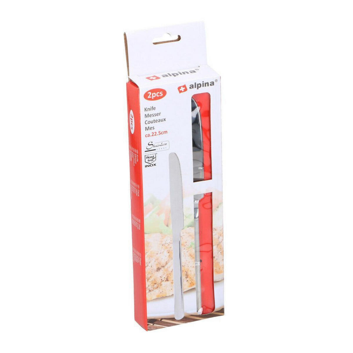 TAFELMESSERSET 6-tlg 22,5 cm Edelstahl Silber - Silberfarben, Metall (22.5cm) - Alpina