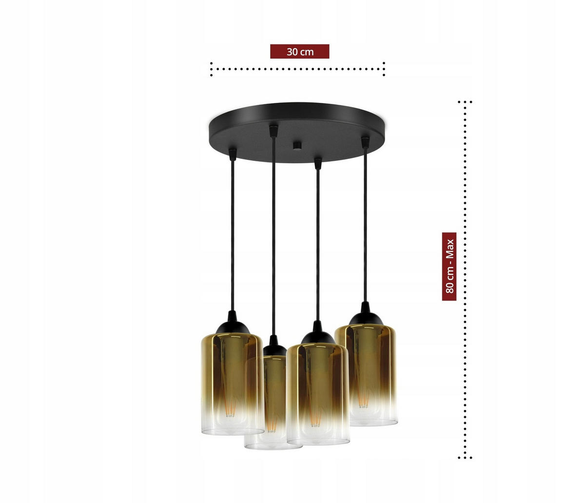 PENDELLEUCHTE GRAF - Transparent/Goldfarben, Glas/Metall (35/35/80cm) - kiki design