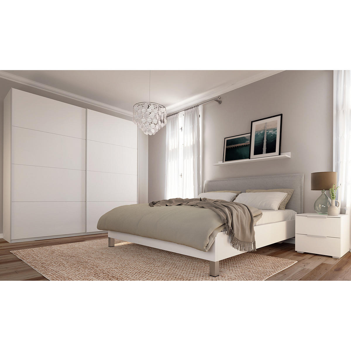 SCHWEBETÜRENSCHRANK - Weiß, Holzwerkstoff (225/222/68cm) - home24