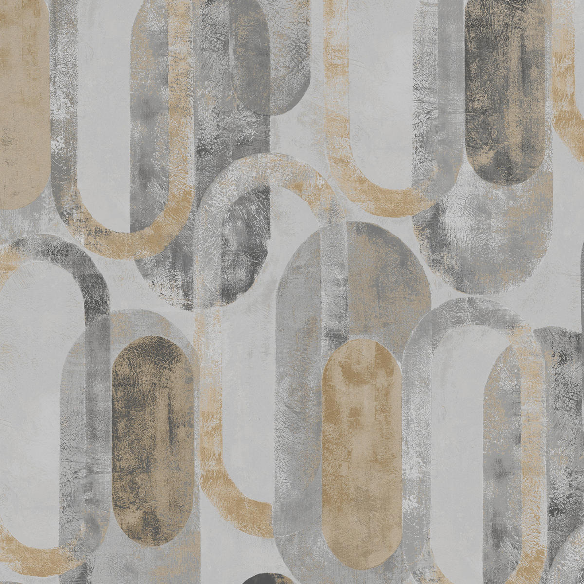 VLIESTAPETE - Ovale Formen Sand Gold - Sandfarben, Papier/Kunststoff (52/1000cm) - Sublime