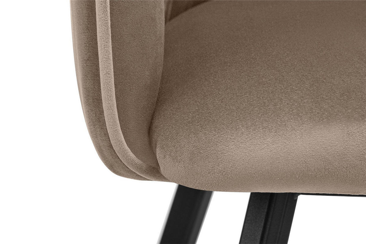 ESSZIMMERSTUHLE PYRUS 2-tlg Velours-Sitz, Beige - Beige/Schwarz, Textil/Metall (56/84/46cm) - KONSIMO®