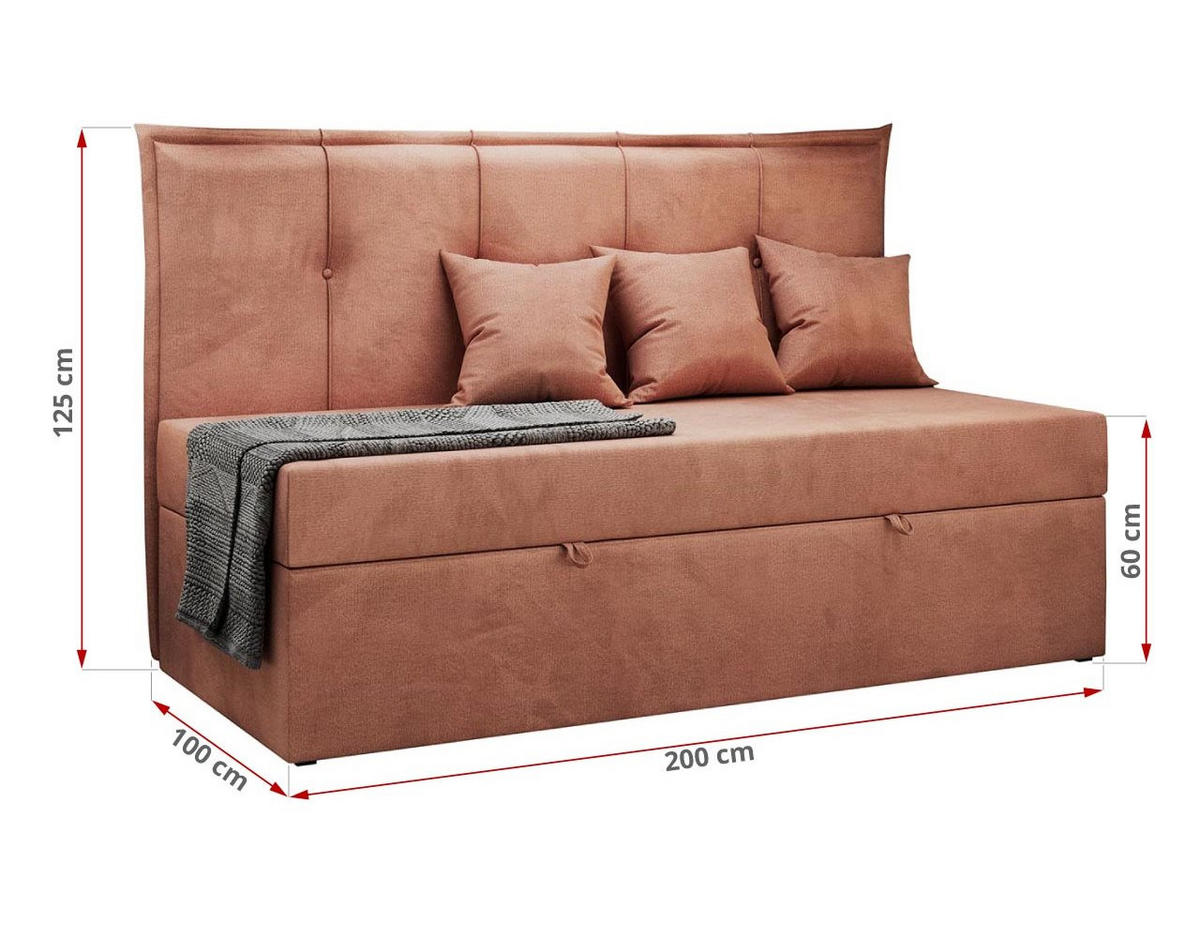 BOXBETT BANCO 90/200 Hellrosa Velvet hydrophob - H3 - Hellrosa, Holz/Textil (90/200cm) - MKS