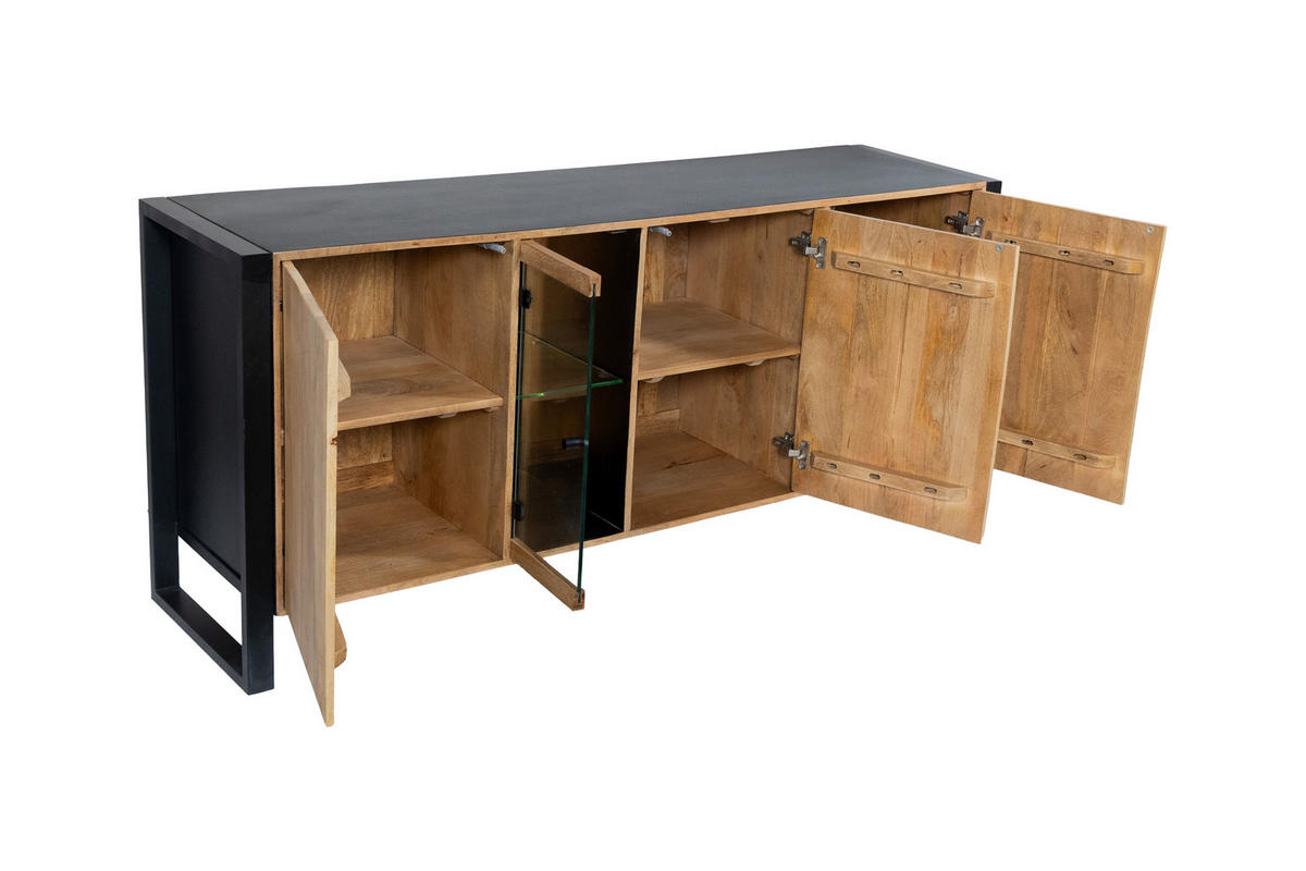 SIDEBOARD Liv Mangoholz Schwarz Matt 81x47x180cm - Schwarz, Holz (180/81/47cm) - DELUKE