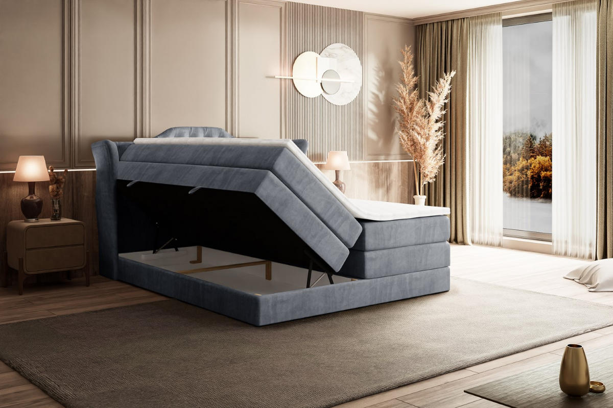 BOXSPRINGBETT VILA KING - 120x200 - H3/H4 - Grau - Grau, Holzwerkstoff (120/200cm) - ALTDECOR