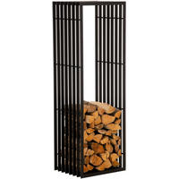 KAMINHOLZREGAL 50/40/150 cm Metall schwarz-matt - Schwarz, Metall (50/150/40cm) - CLP