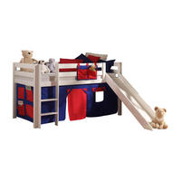 HOCHBETT mit Rutsche Karolina Massivholz Weiß Textilset Domino - Weiß/Dunkelblau, Holz (90/200cm) - 58aufmkessel