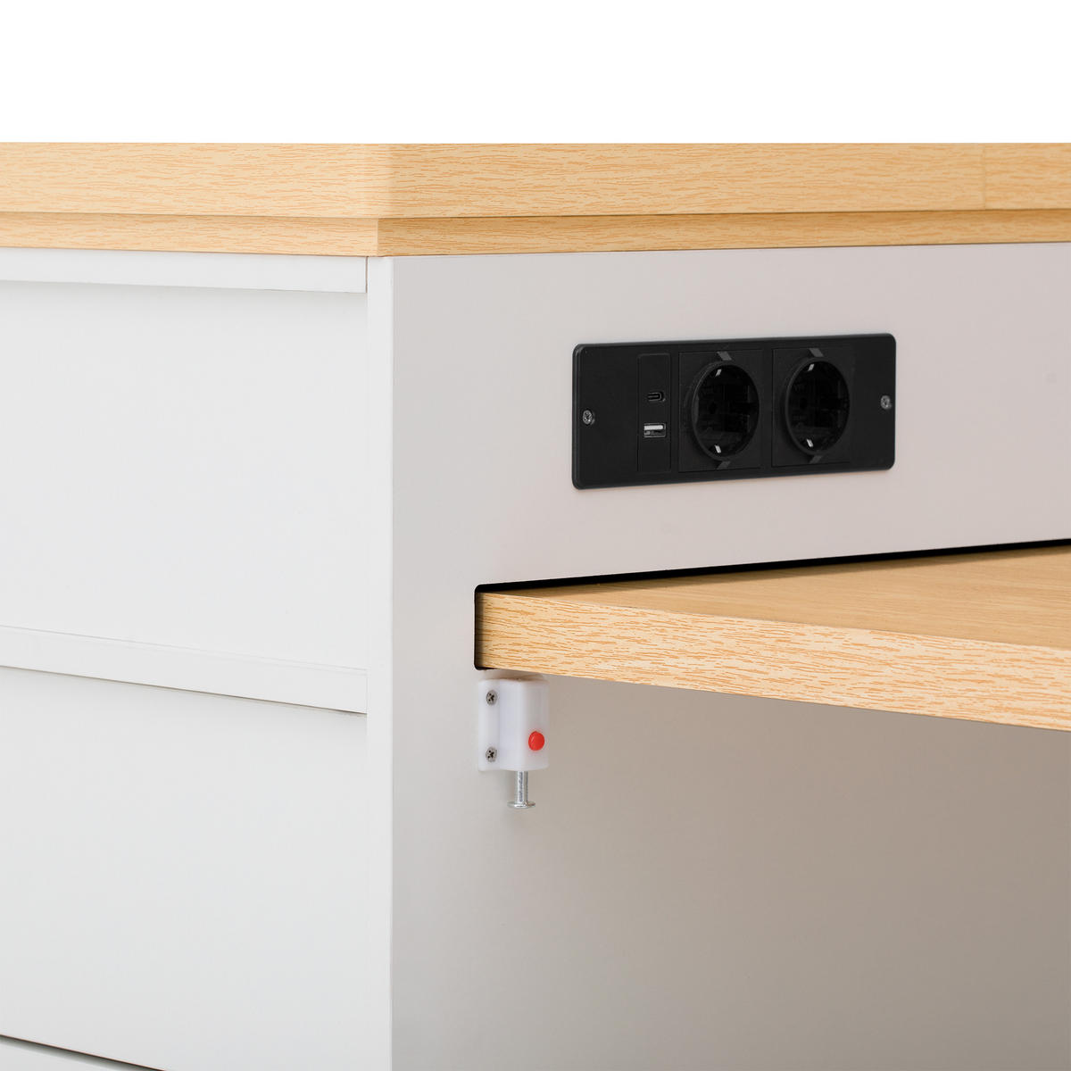 KÜCHENINSEL 125.5-187.5x71x93 cm Weiß mit LED-Beleuchtung & Ladestation - Weiß, Holzwerkstoff (187.5/93/71cm) - Modfu