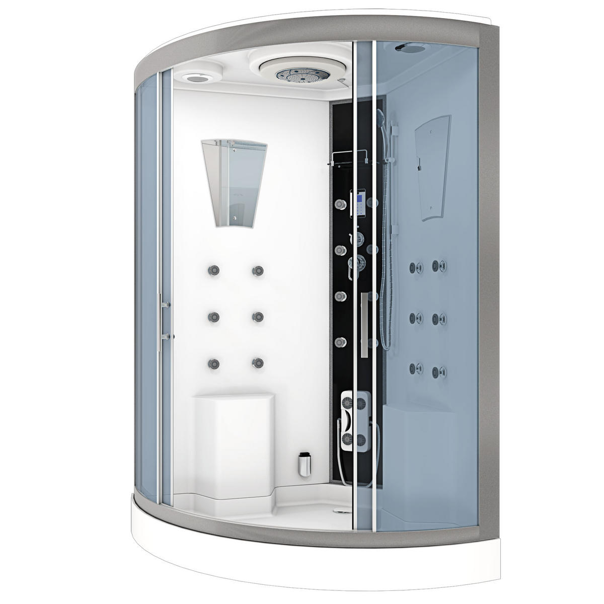 ACQUAVAPORE Dampfdusche Sauna Dusche Duschkabine D26-EH-EC-EA 130x130 cm MIT 2K Scheiben Versiegelung - Weiß, Glas/Kunststoff (130/130/220cm) - AcquaVapore by Sandra Jentho