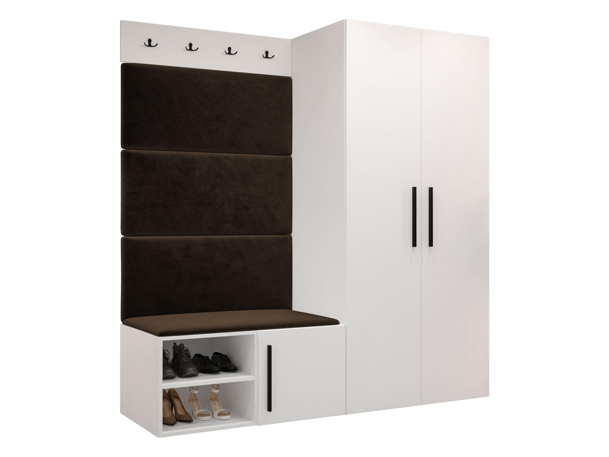 GARDEROBEN-SET Medi I - Schwarz/Braun, Holzwerkstoff/Kunststoff (80/191/50cm) - MIRJAN24