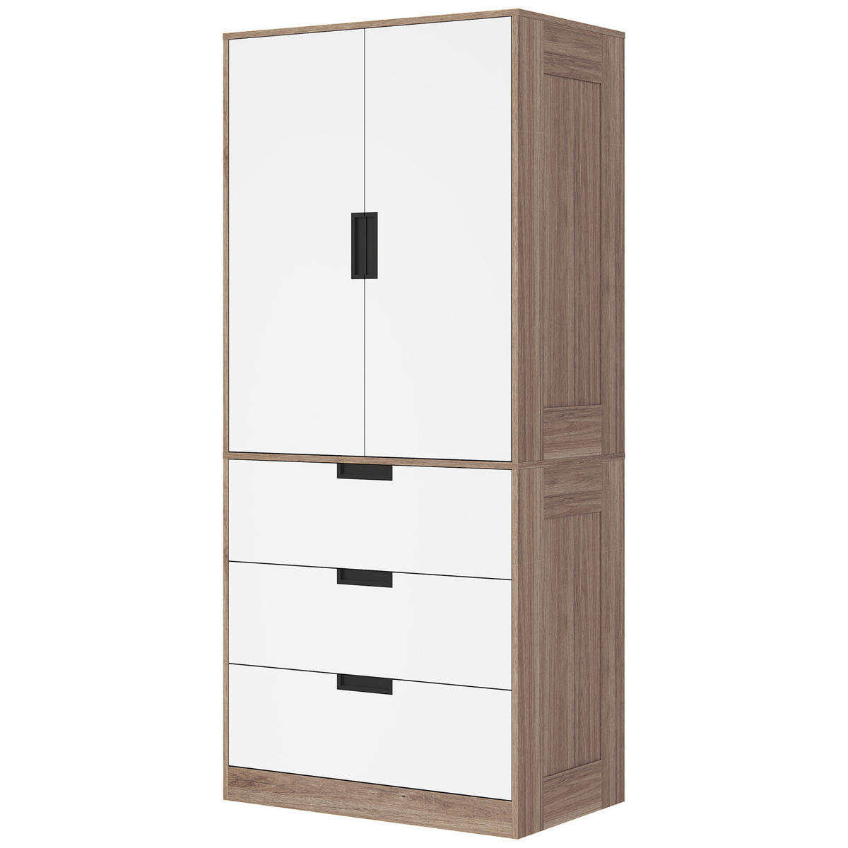 KLEIDERSCHRANK DE-17182 3 Schubladen & Kleiderstange Braun - Braun, Holzwerkstoff (50/180/80cm) - ComfortXL