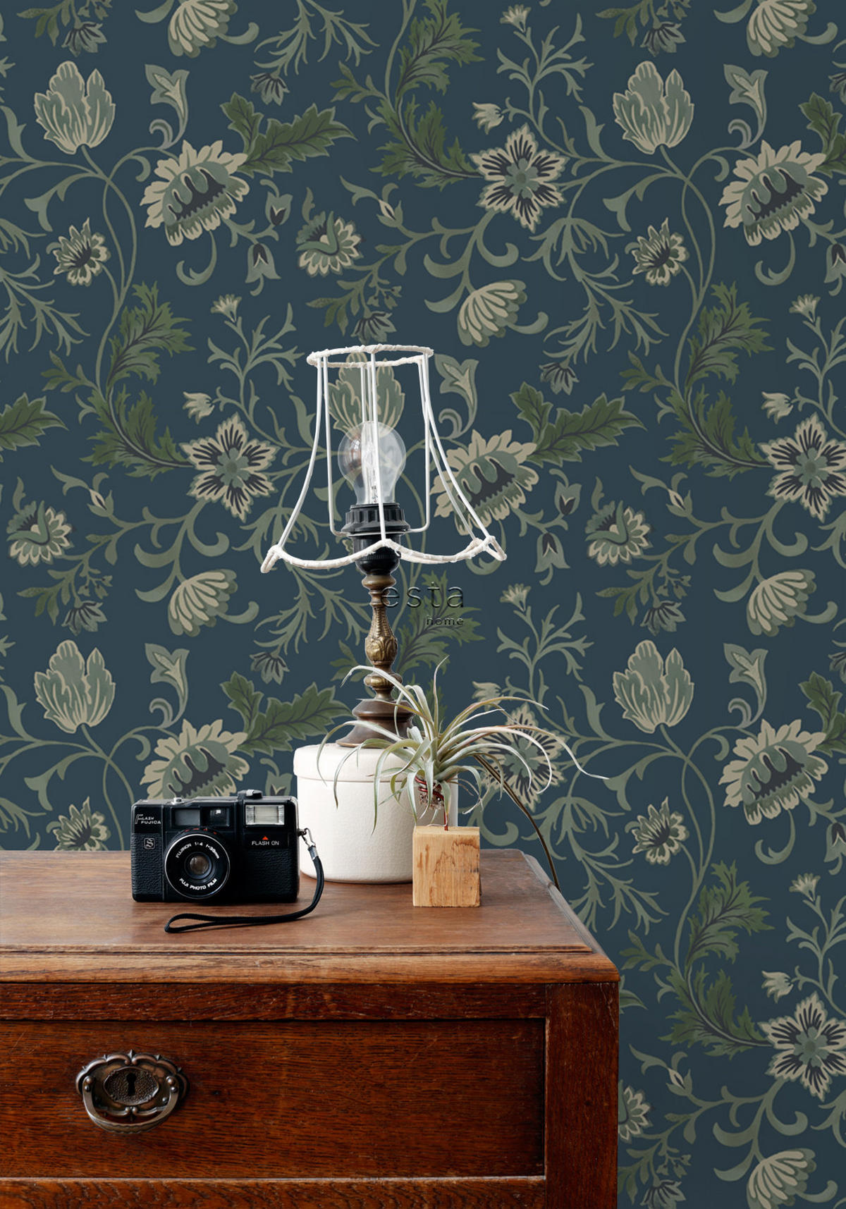 TAPETE Blumenmuster 53 cm x 10.05 m - Blau, Papier (53/1000cm) - ESTAhome