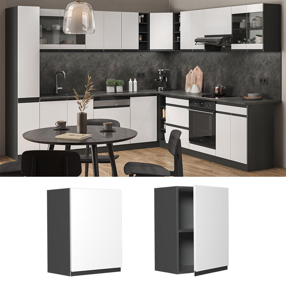 HÄNGESCHRANK R-Line Weiß 45 cm J-Shape - Anthrazit/Weiß, Holzwerkstoff (45/60/31cm) - Vicco