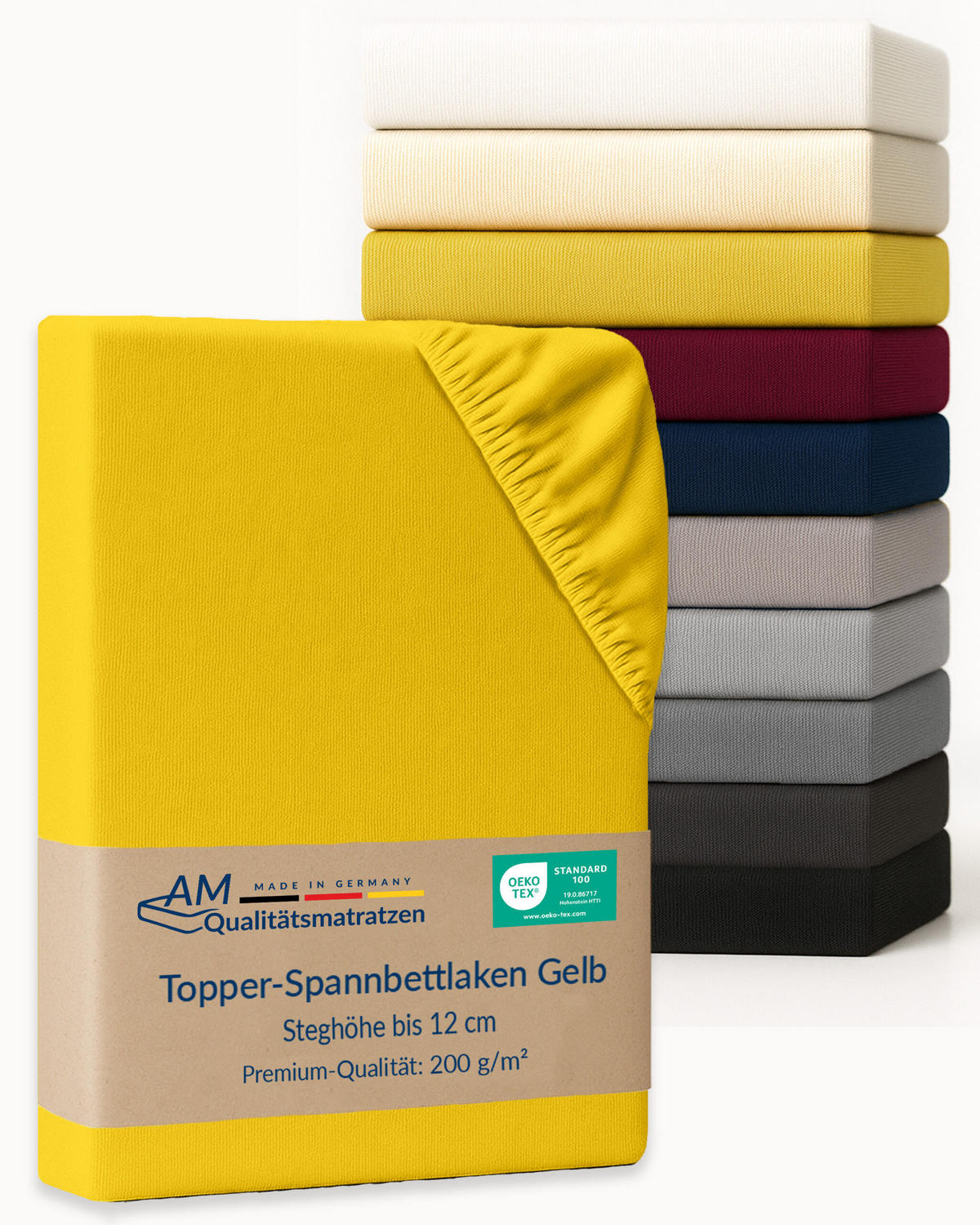 SPANNBETTLAKEN TOPPER 140/190/12 cm Gelb - Gelb, Textil (140/190cm) - AM Qualitätsmatratzen