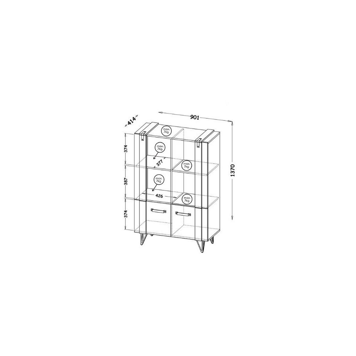 VITRINE BRANDO 137/90,1 cm in Eiche Wotan - Braun, Holzwerkstoff (90.1/137/41.4cm) - MASSENO