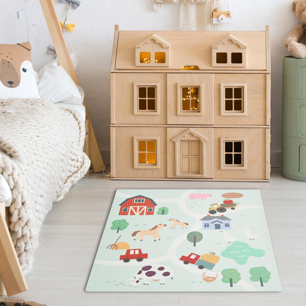 21-DIELNA farmárska podložka - viacfarebná, plast (89.5/89.5cm) - Relaxdays