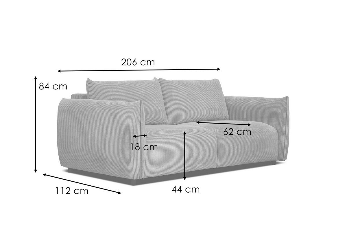 SOFA TAUER 3-Sitzer, honig - Dunkelgelb/Schwarz, Holzwerkstoff/Kunststoff (112/84/206cm) - Courtois Laville