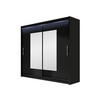 KLEIDERSCHRANK London VII, mit RGB LED Beleuchtung - Silberfarben/Schwarz, Holzwerkstoff/Kunststoff (180/215/58cm) - MIRJAN24