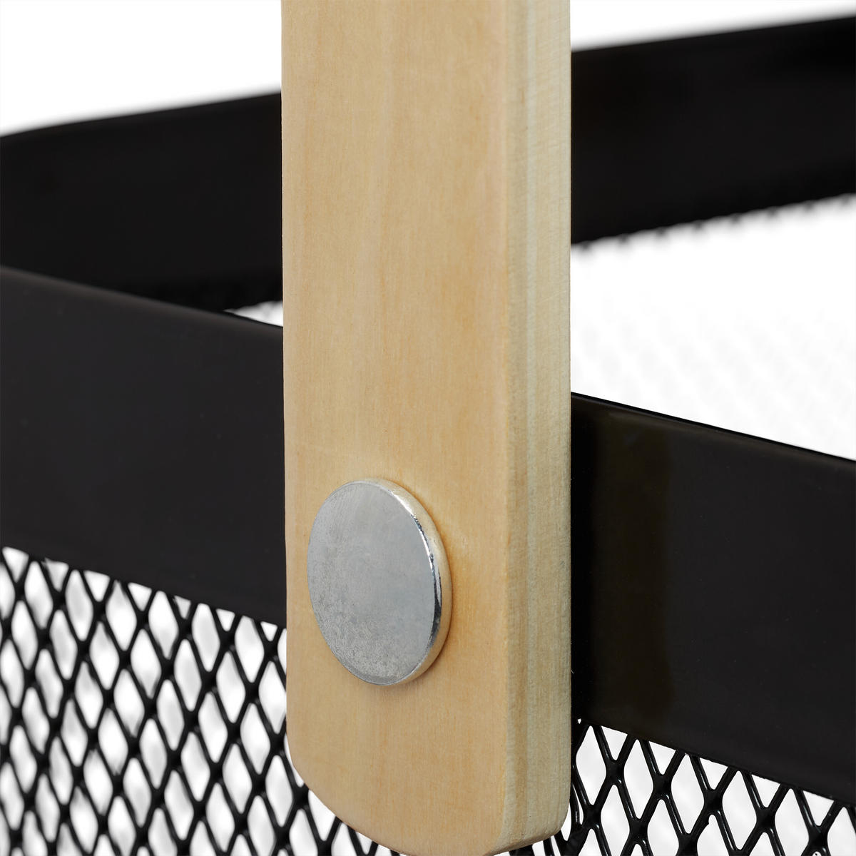 2XDRAHTKORB - Schwarz, Holz/Metall (26/17.5/24.5cm) - Relaxdays