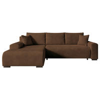 ECKSOFA Nelly mit Bettkasten und Schlaffunktion, Cordstoff in L-Form - Braun, Textil (270/185cm)