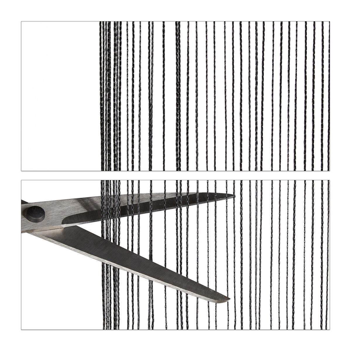 FADENVORHANG - Schwarz, Textil (145/245/0.1cm) - Relaxdays