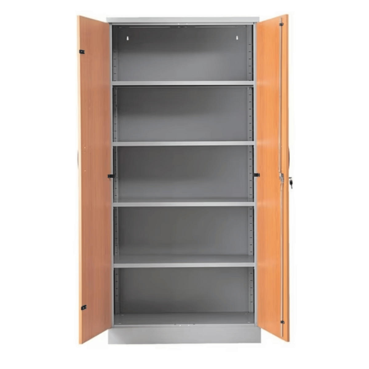 AKTENSCHRANK Beetle 4 Fachböden 195x92x42 cm Silber & Erle - Erlefarben, Metall (92/195/42cm)