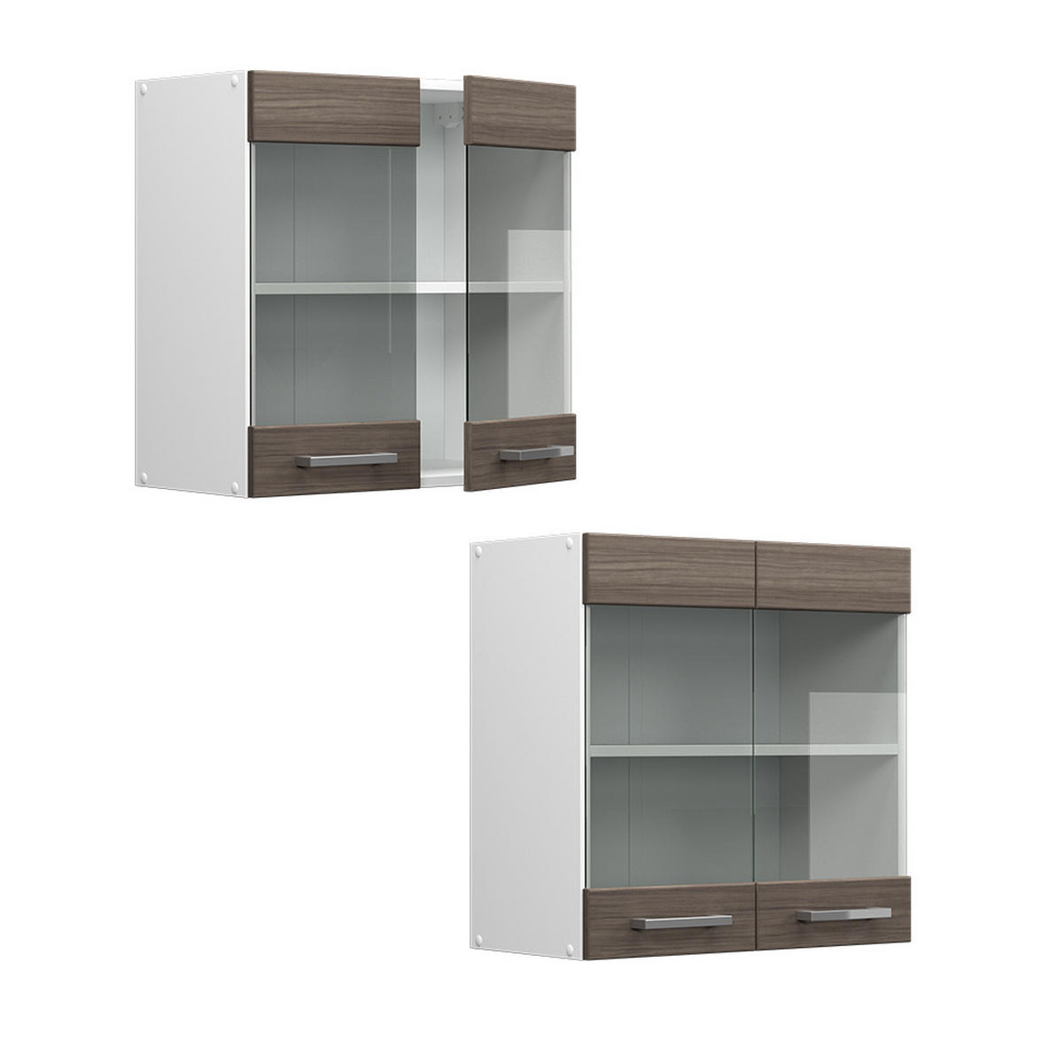 KÜCHENGLASSCHRANK R-Line Grau 60 cm - Weiß/Braun, Holzwerkstoff (60/60/31cm) - Vicco