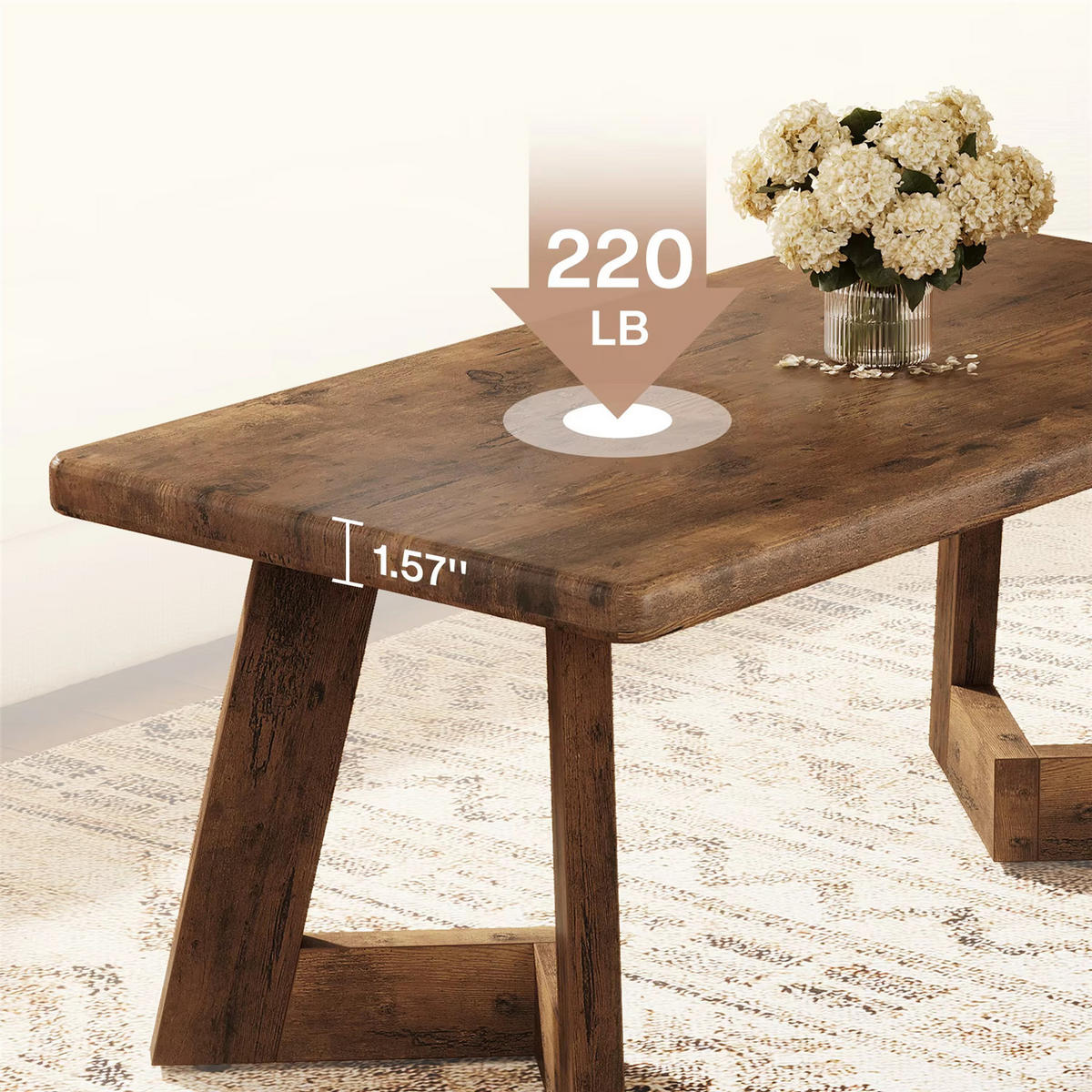 COUCHTISCH Landhaus 120 cm mit V-Beinen - Braun, Holz (60/120/51cm) - Kaket