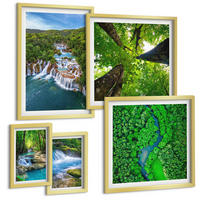 BILDER SET 5er Set - 50x50 cm & 20x30 cm & 40x60 cm Goldrahmen - Strandwellen, Himmelsbrücke, Spaziergang - Goldfarben, Kunststoff (40/60cm) - TULUP
