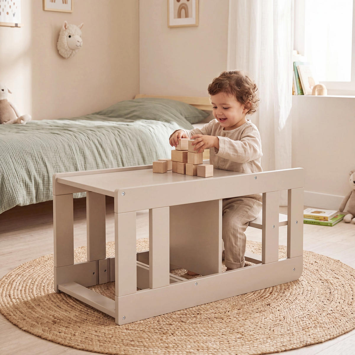 LERNTURM Step & Play 2in1 - Kaschmir, Holzwerkstoff/Metall (50.5/85/40cm) - Roba