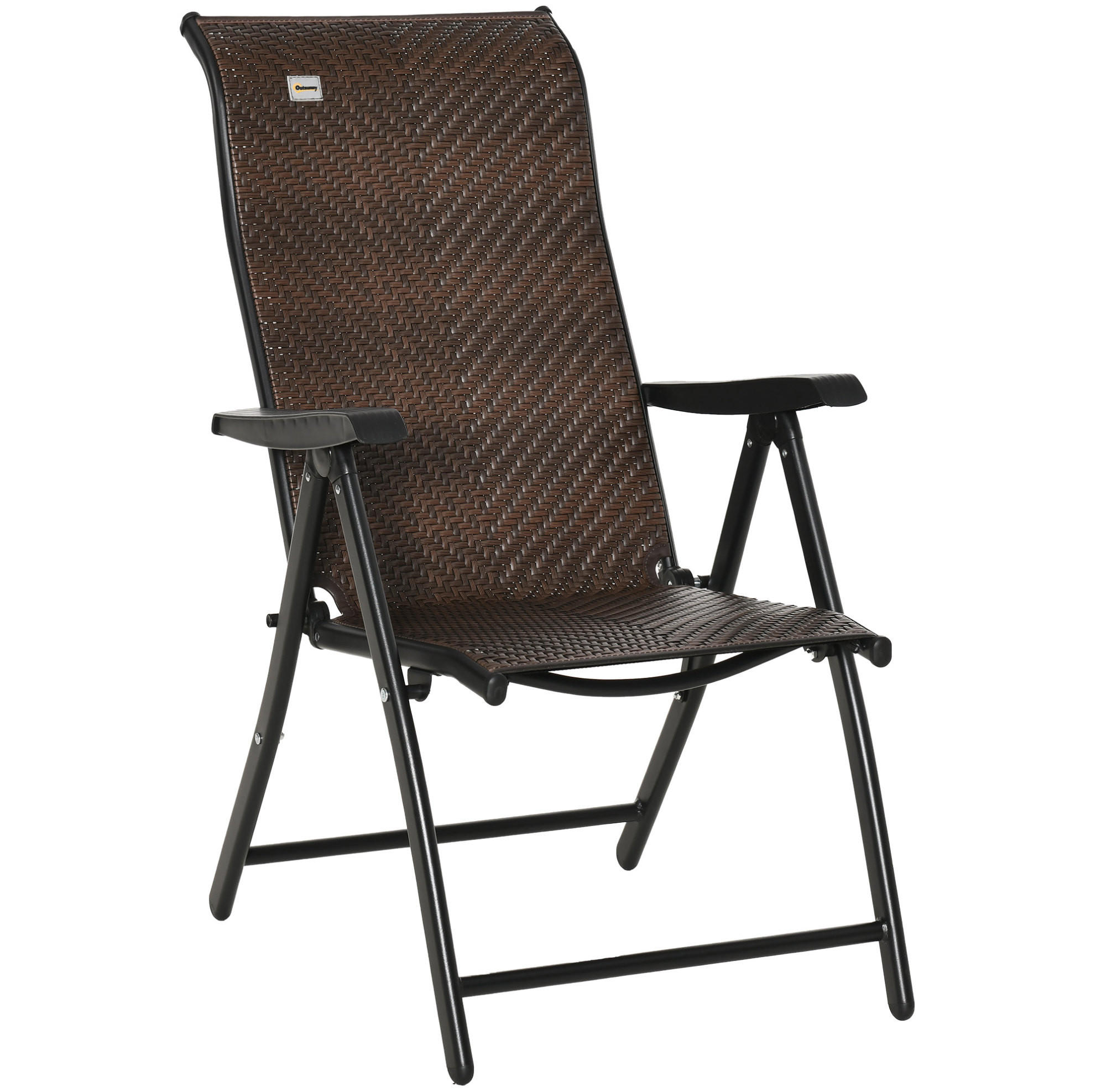 KLAPPSTUHL 58/71/111 cm braun aus PE-Rattan und Stahl 7-fach verstellbar - Braun, Kunststoff (71/111/58cm) - OKWISH